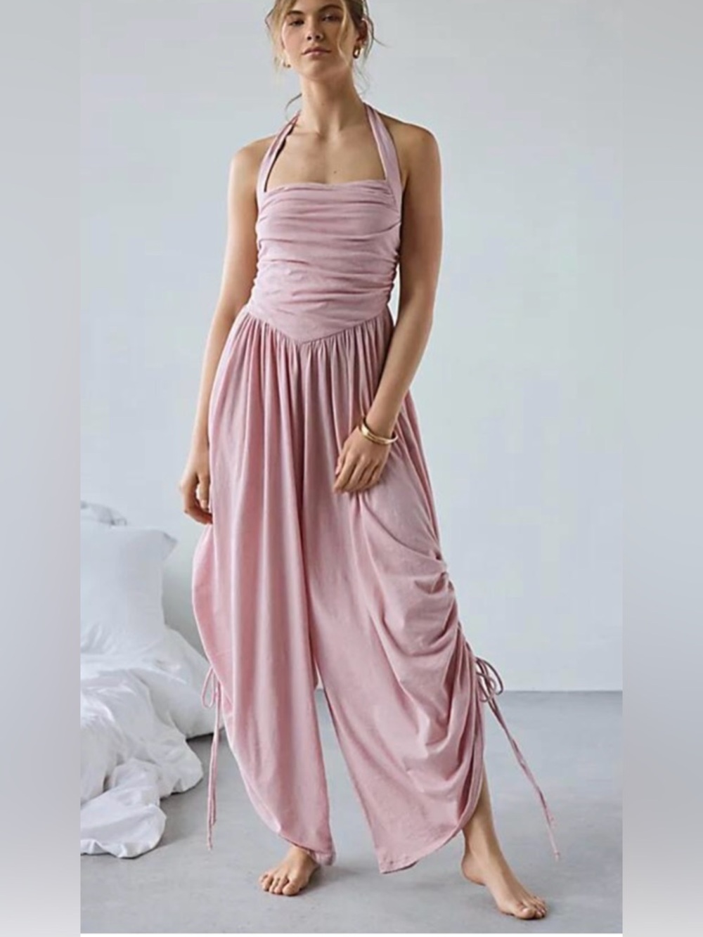 Out from under PINK  Halter Ruched Jumpsuit